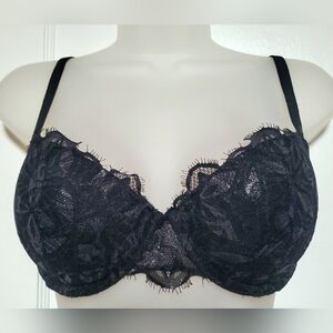 🆕️NWOT PINK Victoria's Secret Black Shimmer Lace Bra, 32DD